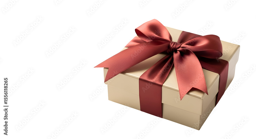 Gift Box with Elegant Red Bow on Transparent Background Gift Box with Elegant Red Bow on Transparent Background