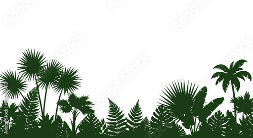 Tropical jungle silhouette vector illustration for nature-themed design projects