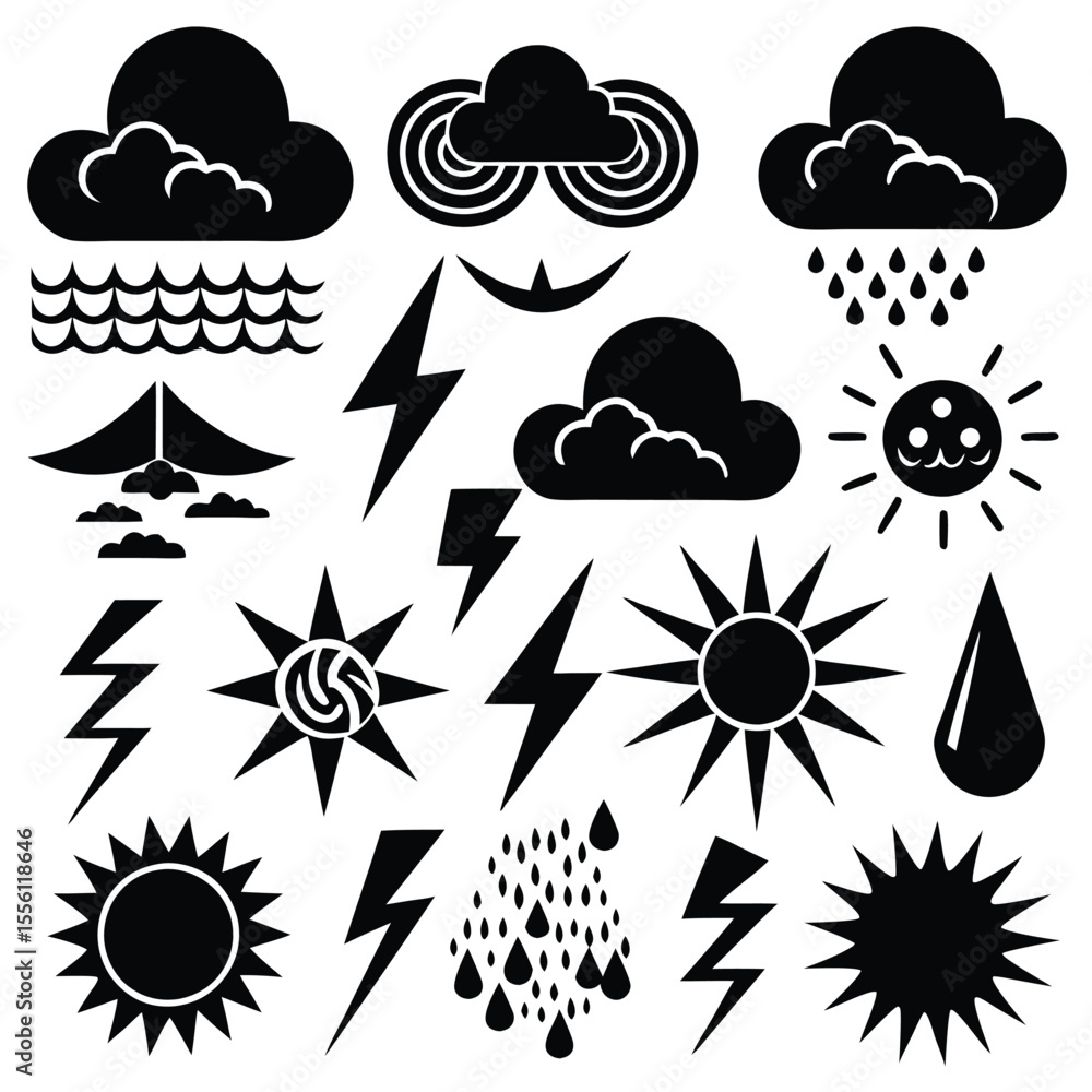 A set of weather icon with white background A set of weather icon with white background