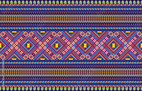 Ethnic monochrome seamless pattern. Background with Aztec geometric patterns. Print with a tribal theme. Fabric from the Navajo people. Abstract wallpaper in a modern style. Illustration in vector for