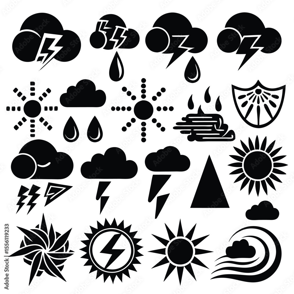 A set of weather icon with white background A set of weather icon with white background