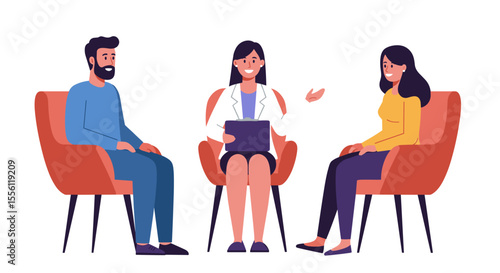 Counseling session concept: flat vector illustration for mental health awareness poster