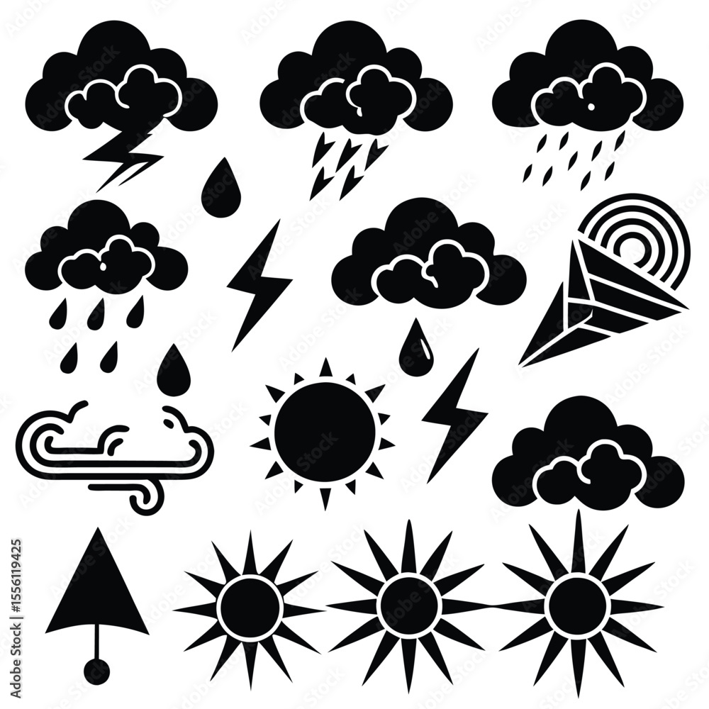 Fototapeta premium A set of weather icon with white background