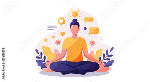 Wallpaper Mural Mindful meditation practice vector illustration - calm concept for well-being and relaxation design in flat style Torontodigital.ca