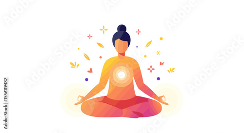Meditation serenity vector illustration for tranquility and balance in flat style design