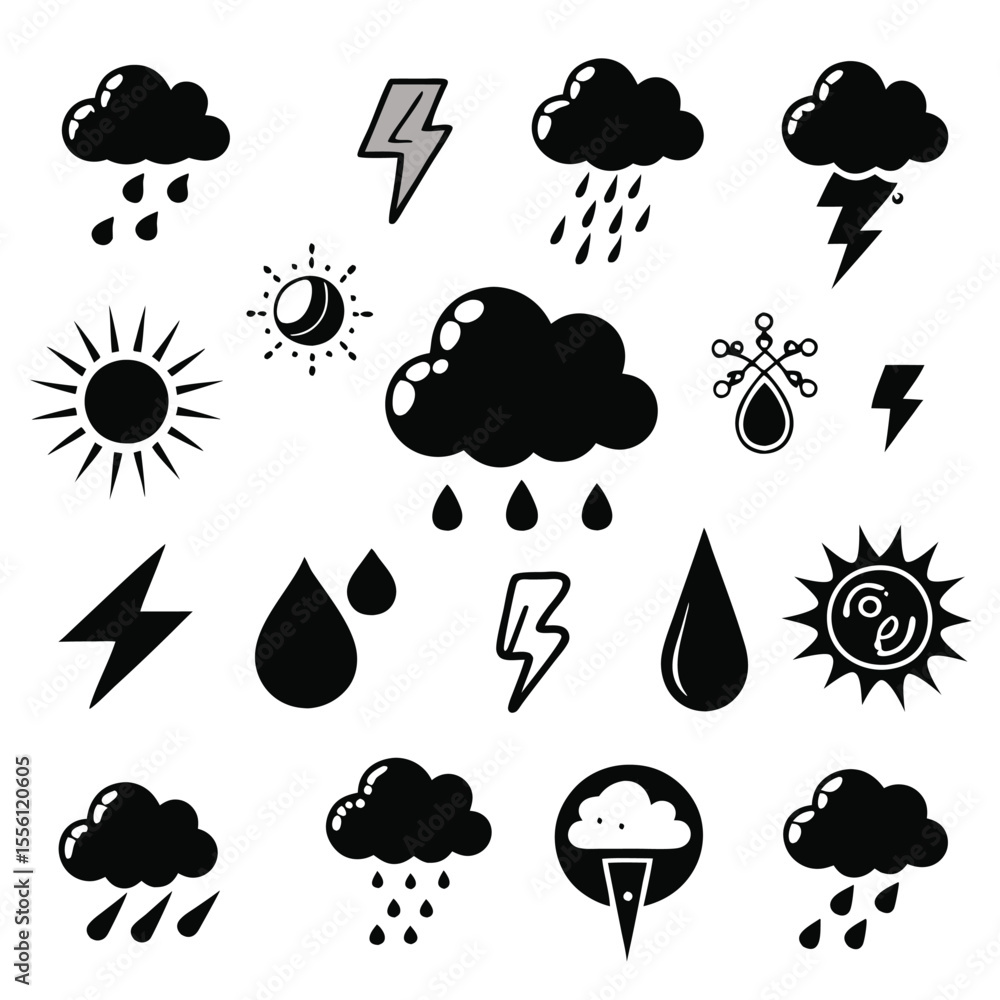 A set of weather icon with white background A set of weather icon with white background