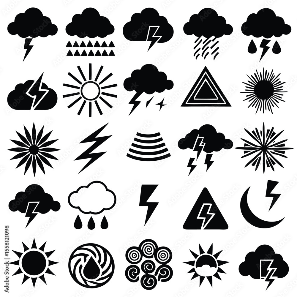 A set of weather icon with white background A set of weather icon with white background