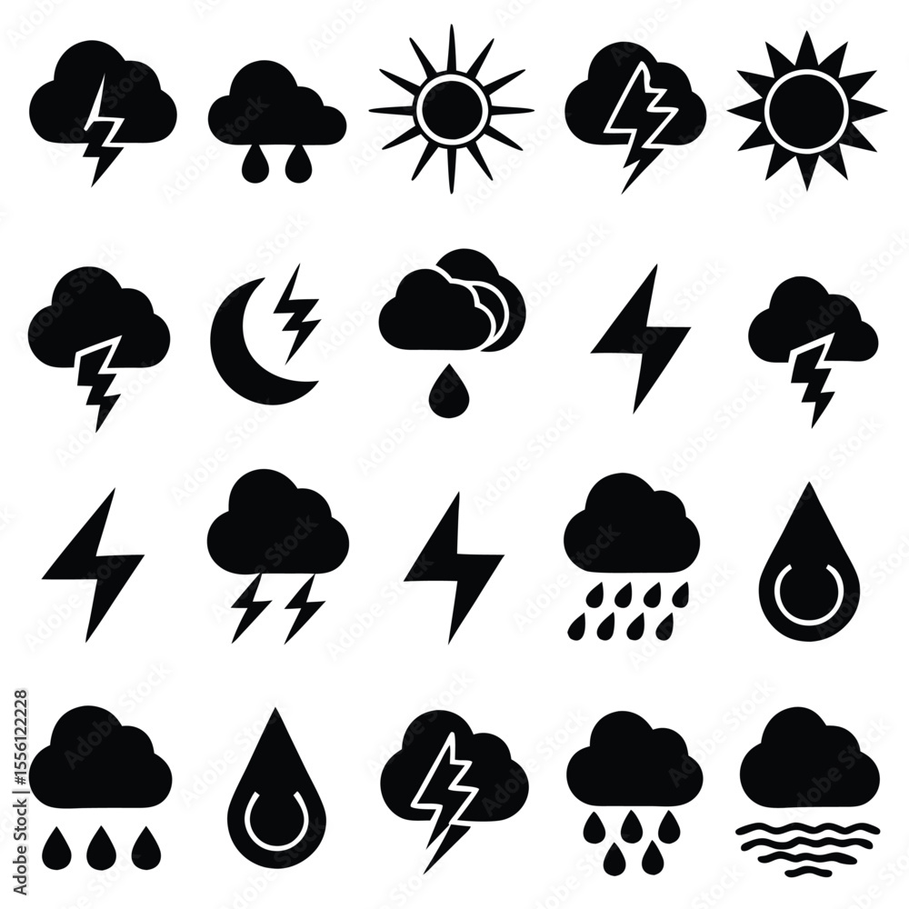 A set of weather icon with white background A set of weather icon with white background