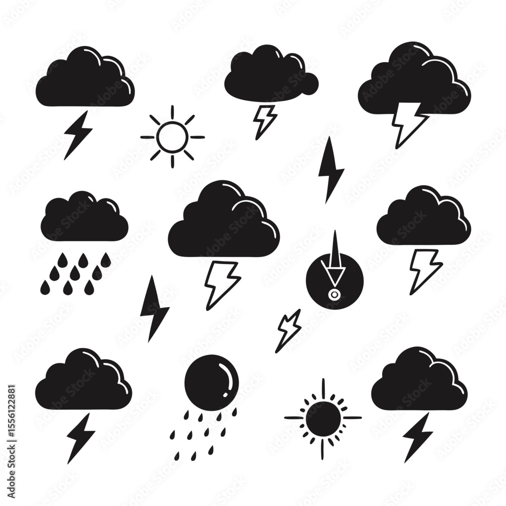 A set of weather icon with white background A set of weather icon with white background