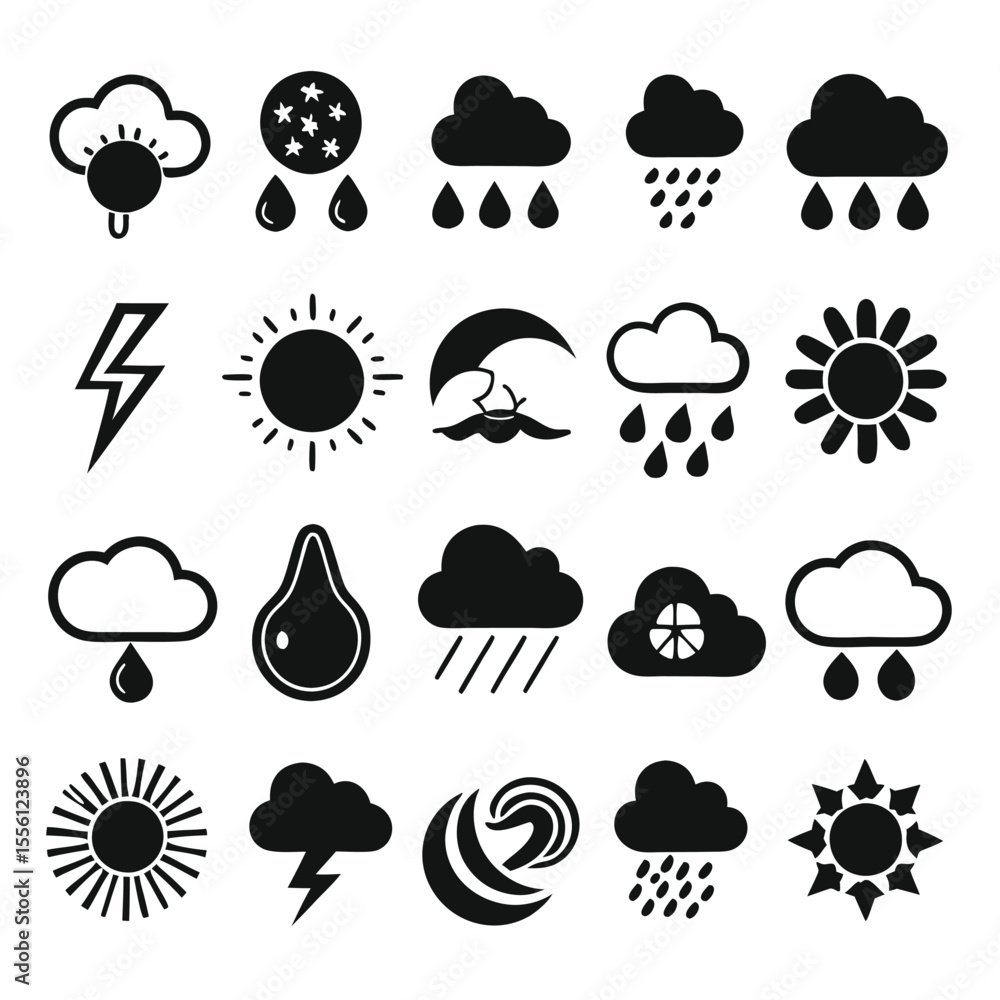 A set of weather icon with white background A set of weather icon with white background