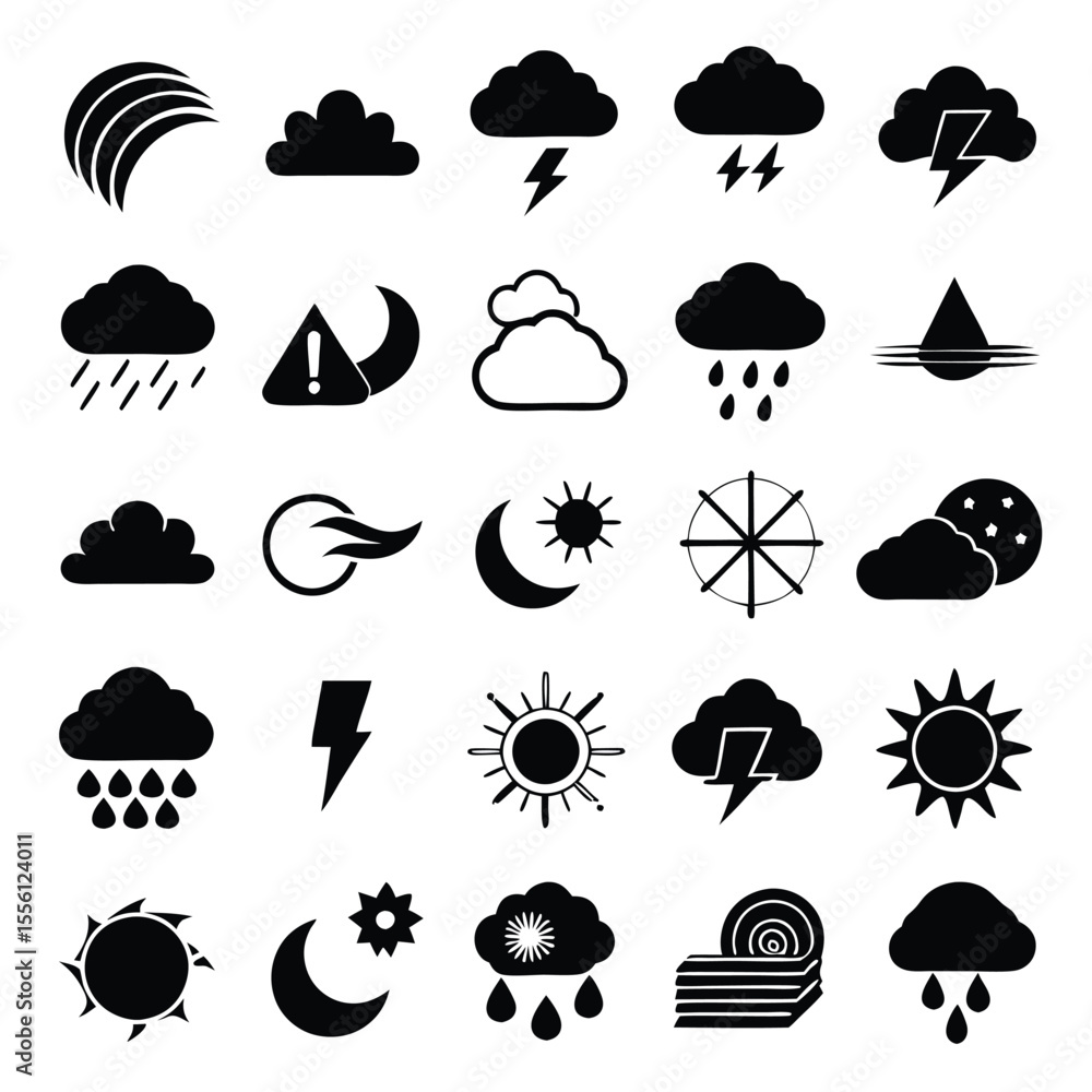 A set of weather icon with white background A set of weather icon with white background