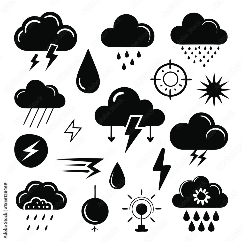 A set of weather icon with white background A set of weather icon with white background