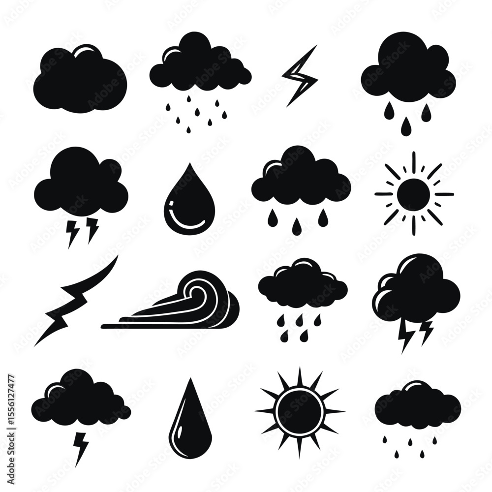 A set of weather icon with white background A set of weather icon with white background