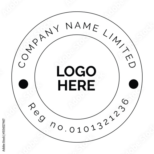 Modern company logo design with bold typography and stamp effect