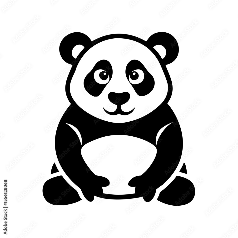 Naklejka premium Illustration of a stylized panda bear sitting upright