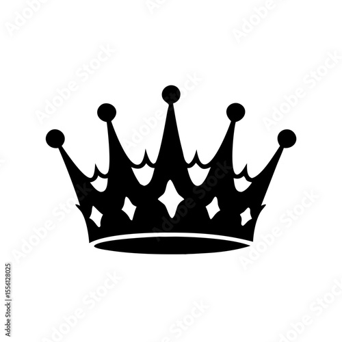 Illustration of a black crown with rounded points design