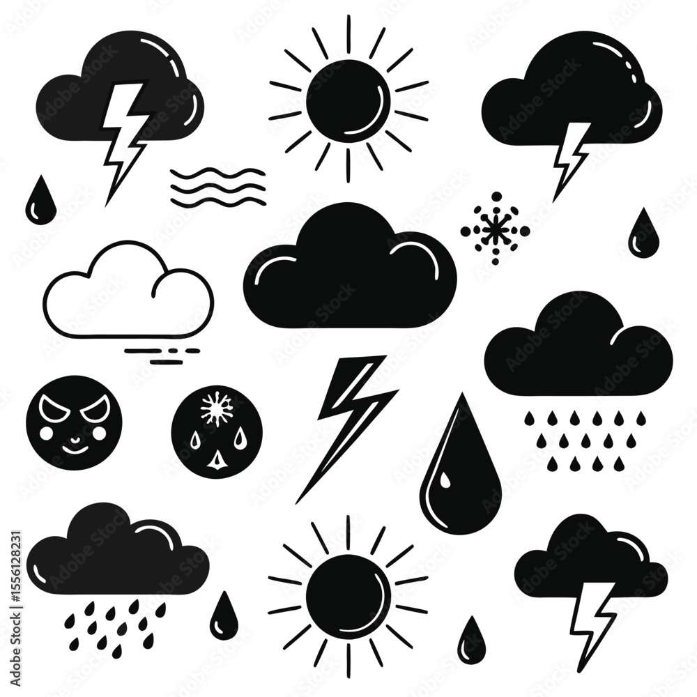A set of weather icon with white background A set of weather icon with white background