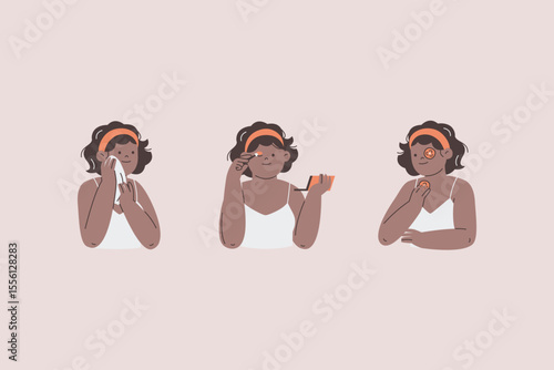 Woman Caring for Facial Skin Illustration