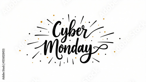 Cyber monday lettering Handwritten word Modern brush calligraphy Template for marketing ad, print, web, banner, poster, flyer Ink illustration




