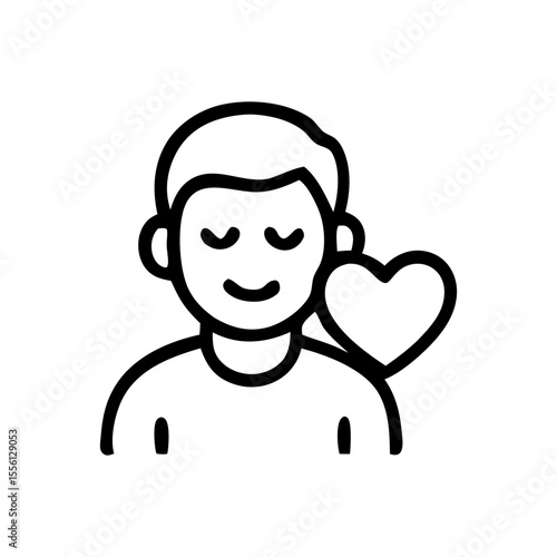 Peaceful man with a heart, expressing contentment and serenity.