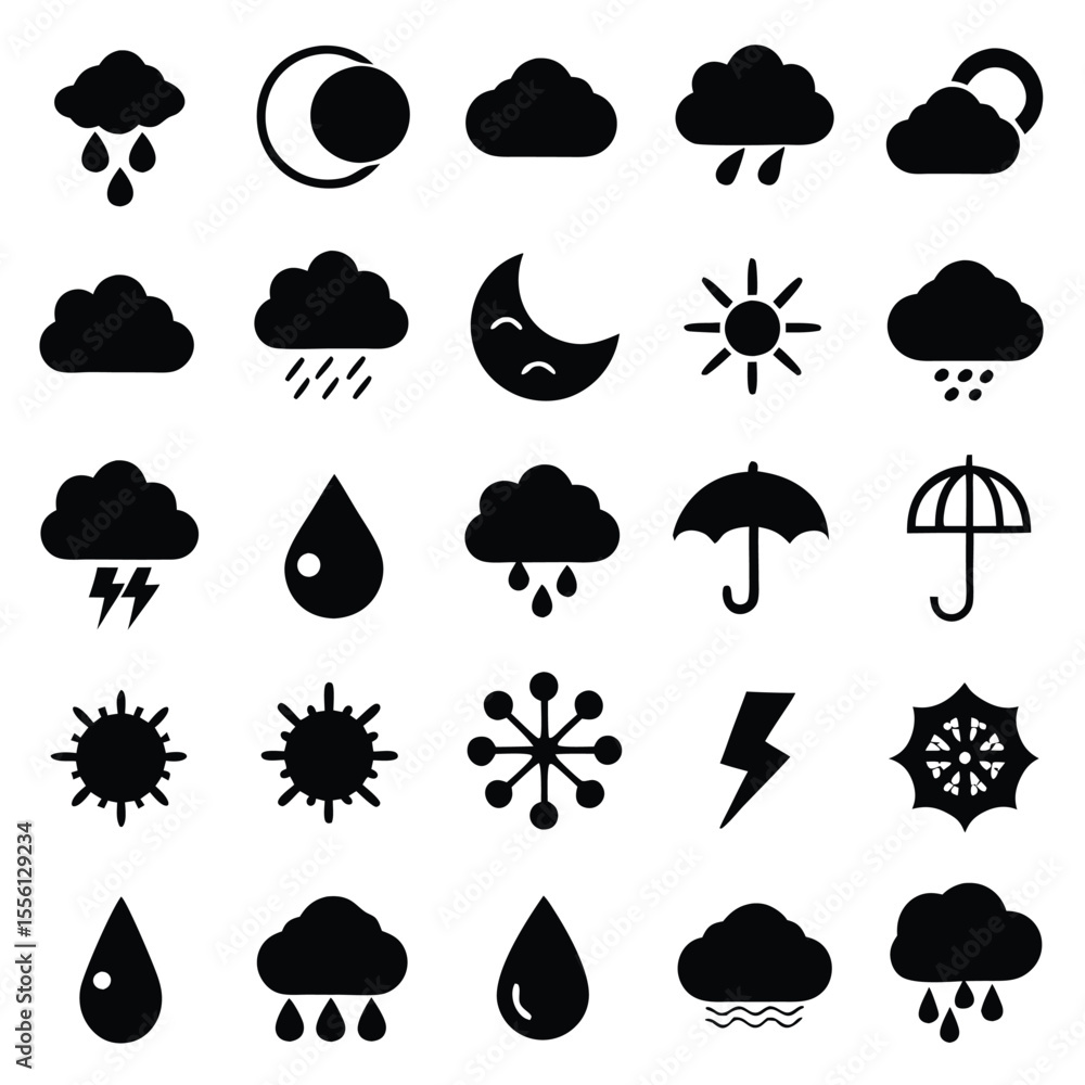A set of weather icon with white background A set of weather icon with white background