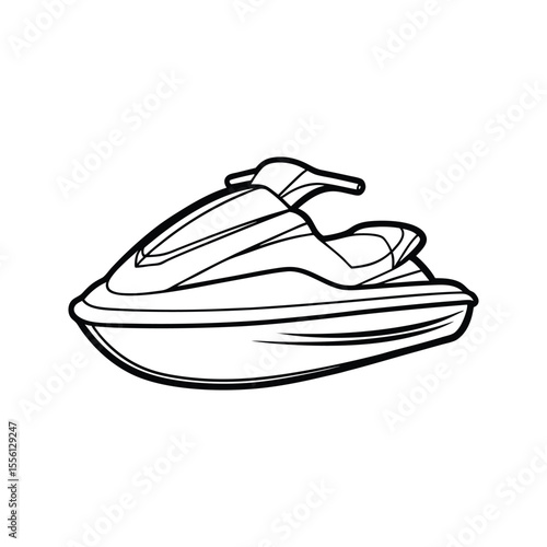 High speed water scooter silhouette isolated on white background