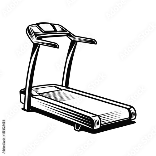 Home gym treadmill design silhouette isolated on white background