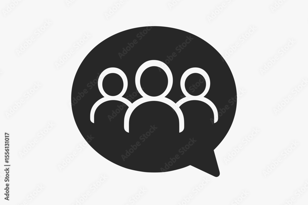 Simple Minimalist Group of People in Chat Bubble Communication Icon Simple Minimalist Group of People in Chat Bubble Communication Icon