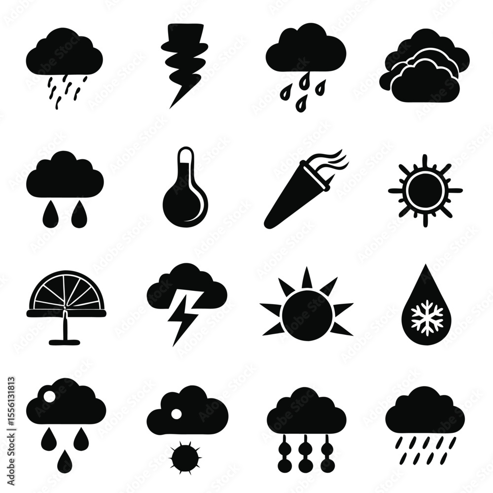 A set of weather icon with white background A set of weather icon with white background