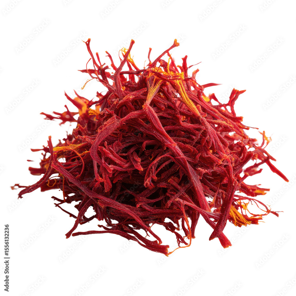 Fototapeta premium saffron bundle close-up png, rich red spice isolated