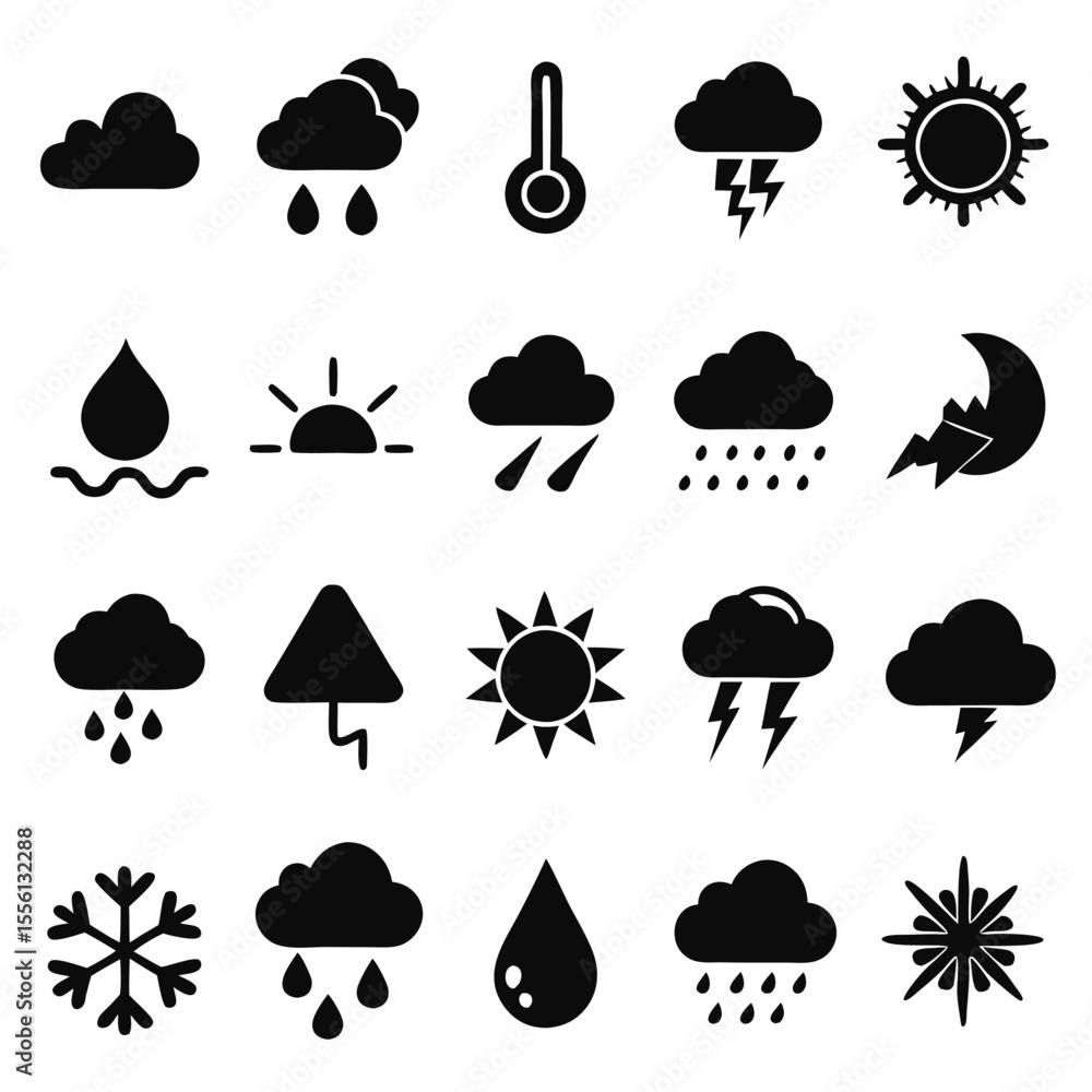 A set of weather icon with white background A set of weather icon with white background