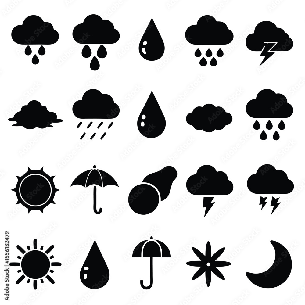 A set of weather icon with white background A set of weather icon with white background