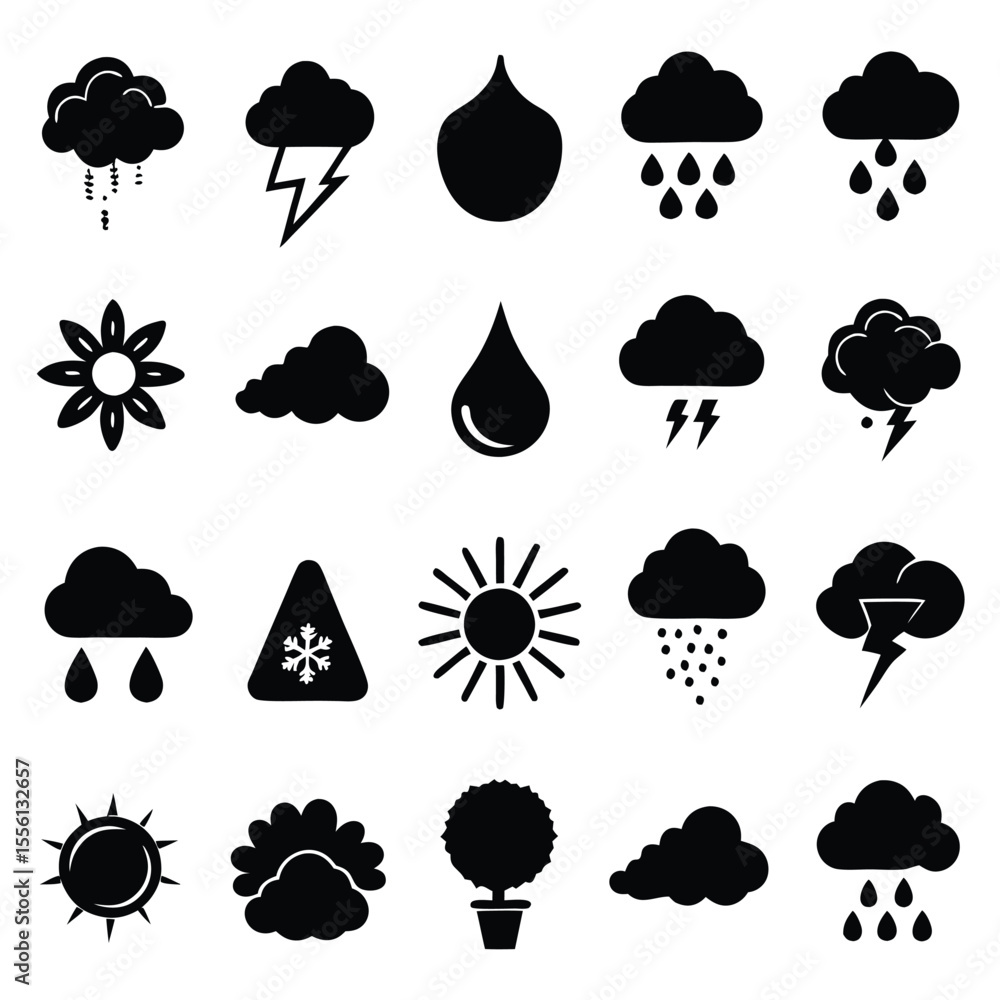 A set of weather icon with white background A set of weather icon with white background