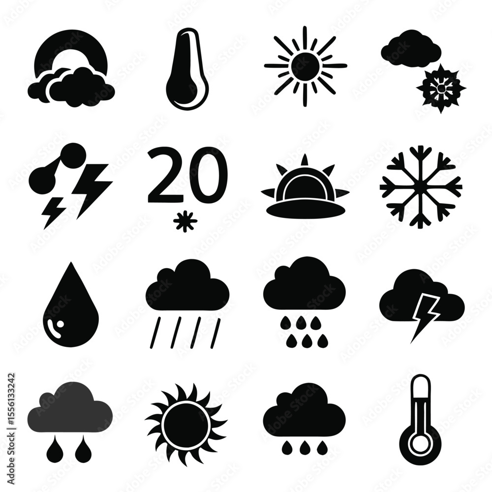 A set of weather icon with white background A set of weather icon with white background