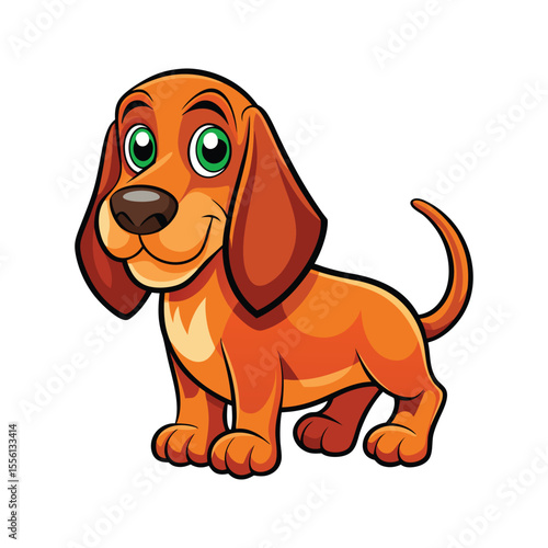 Kawaii Bloodhound dog with a joyful expression vector illustration isolated on white background