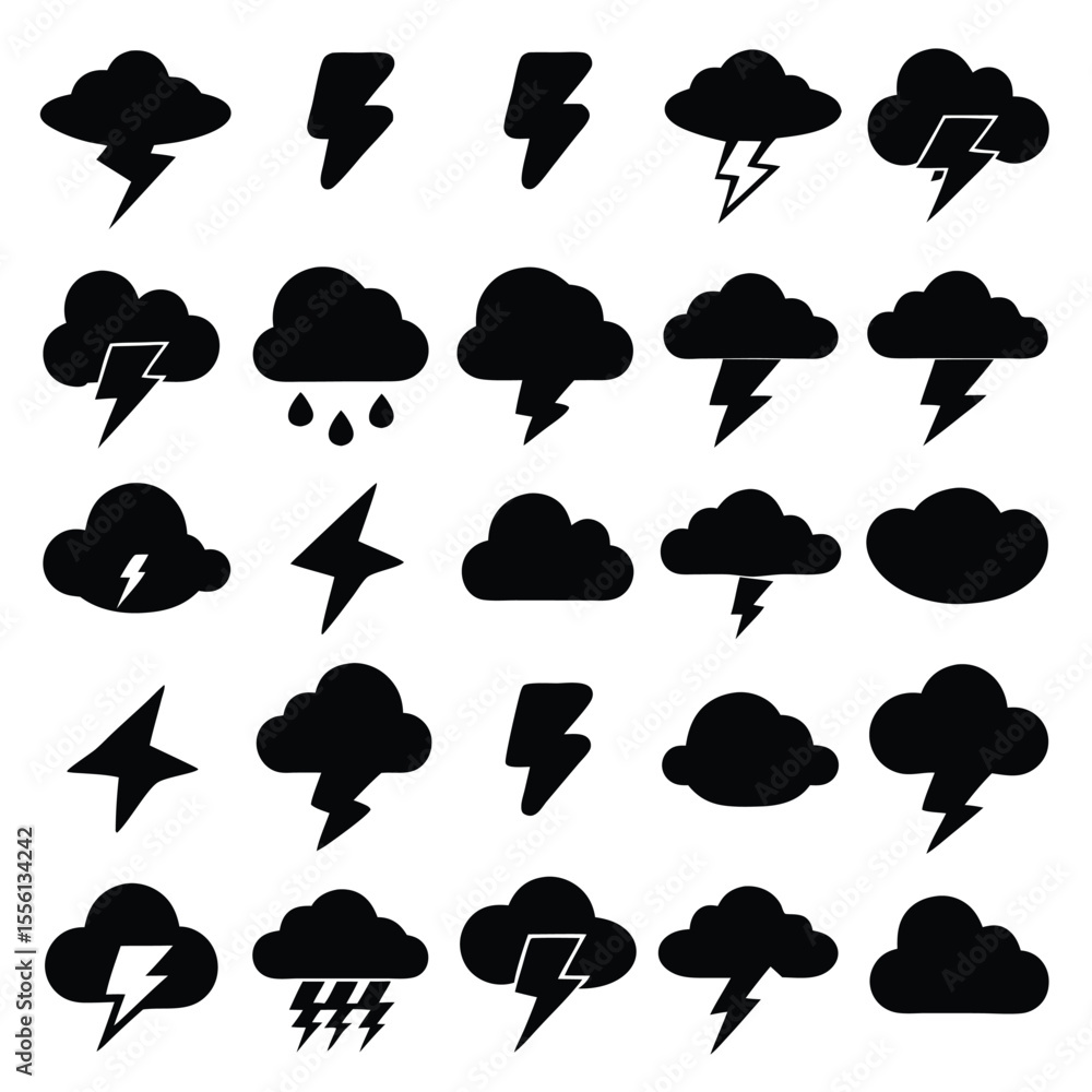 A set of weather icon with white background A set of weather icon with white background