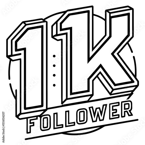 1k follower milestone text graphic with outline and shadow effect social media celebration