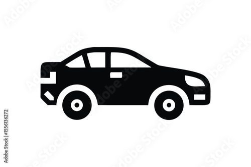 Sleek Black Sedan Icon: Modern, Minimalist Car Illustration for Automotive Branding and Website Design.