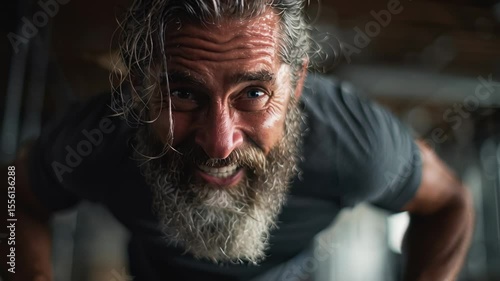 Man Performing Home Workout Routine: Fitness, Exercise, and Healthy Lifestyle in Living Room