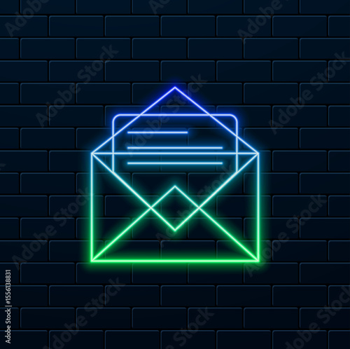 Email, marketing, contact us, envelope icon vector image.neon style.web apps, mobile apps and print media.
