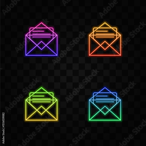 Email envelope icon illustration design. neon style.