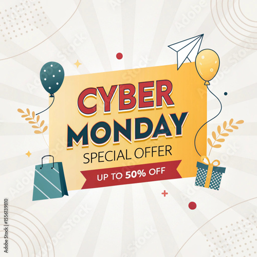 Sale banner template design, Cyber Monday special offer sale up to 50% off.




