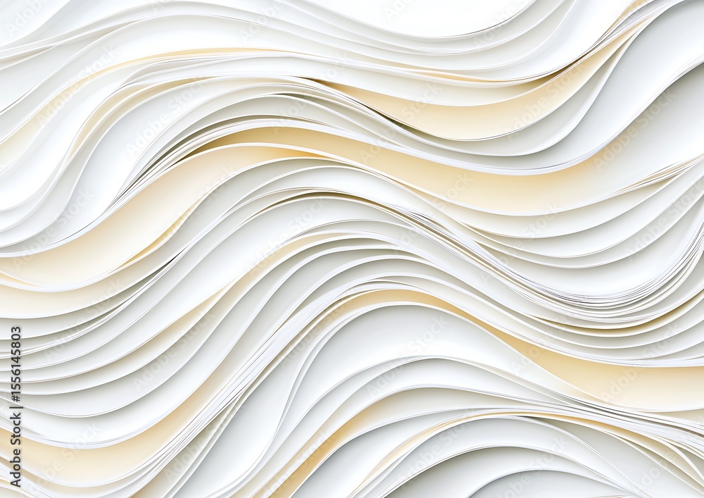 Obraz premium Wavy Layers of Smooth White and Beige Paper with Gentle Curves and Elegant Flowing Patterns for Creative Designs