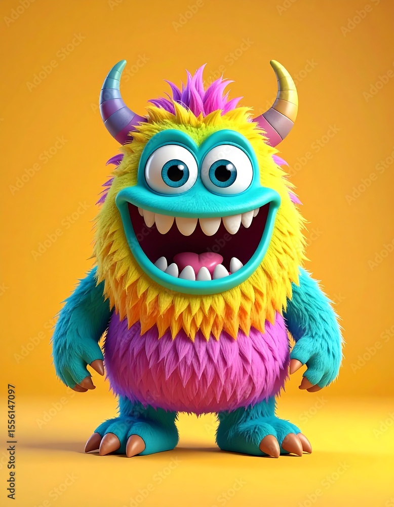 A whimsical cartoon monster with quirky features and vibrant colors. A whimsical cartoon monster with quirky features and vibrant colors.