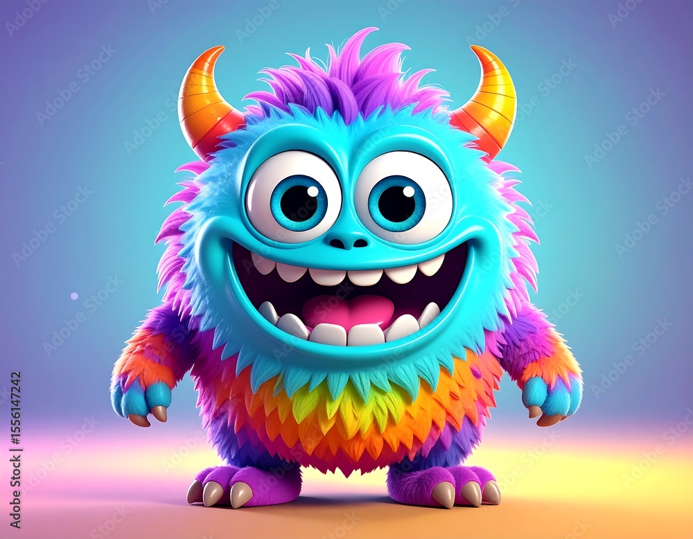 A whimsical cartoon monster with quirky features and vibrant colors. A whimsical cartoon monster with quirky features and vibrant colors.