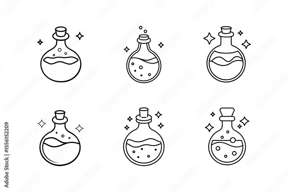 Φωτογραφία magic potion icon line art vector illustration