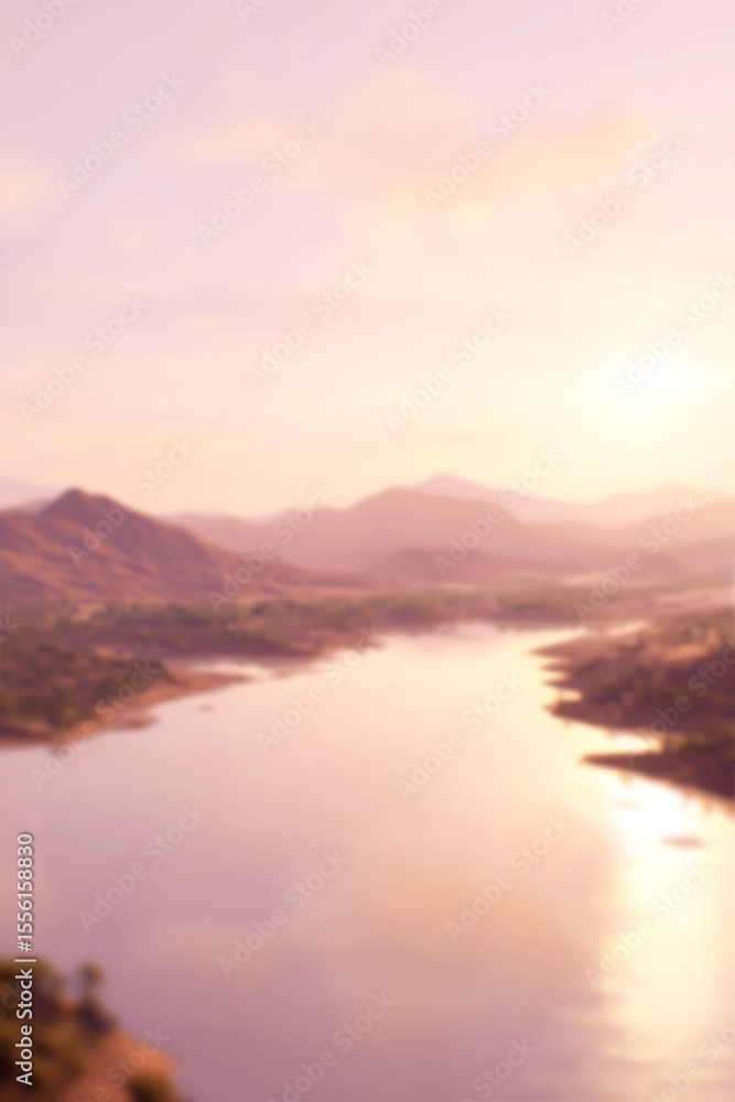 Serene lake landscape at sunset hour Serene lake landscape at sunset hour