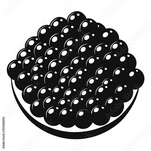 Monochrome illustration of a bowl filled with black caviar a luxurious delicacy often served as an appetizer or garnish representing gourmet food and upscale dining