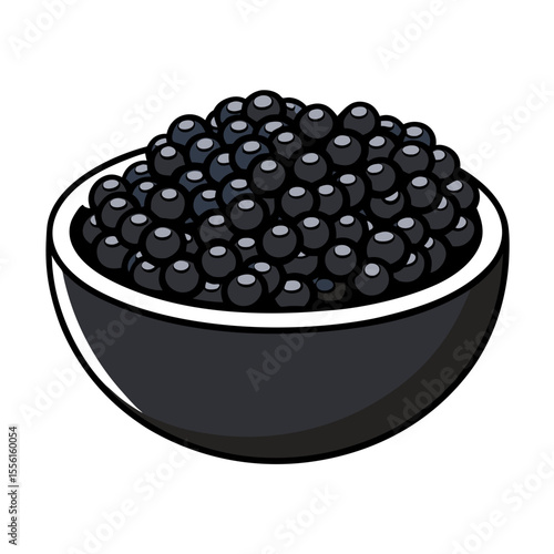 Illustration of a Bowl Full of Black Caviar a Delicacy Made from Salted Sturgeon Roe Isolated on a White Background Suitable for Culinary or Luxury