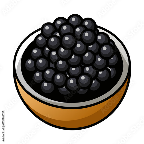 Illustration of a bowl overflowing with black caviar a luxurious delicacy perfect for culinary themes gourmet food illustrations and high end dining concepts with a